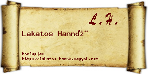 Lakatos Hannó névjegykártya