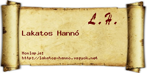 Lakatos Hannó névjegykártya